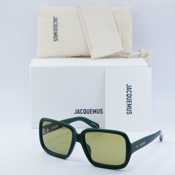 Jacquemus CABANA JAC/86 C3 Sunglasses Matte Green Square Frame, Green Lenses